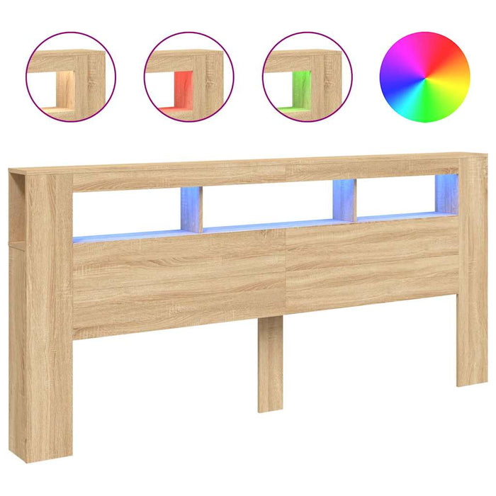 Tăblie de pat cu LED, stejar sonoma, 220x18,5x103,5 cm, lemn - WALTI WALTI