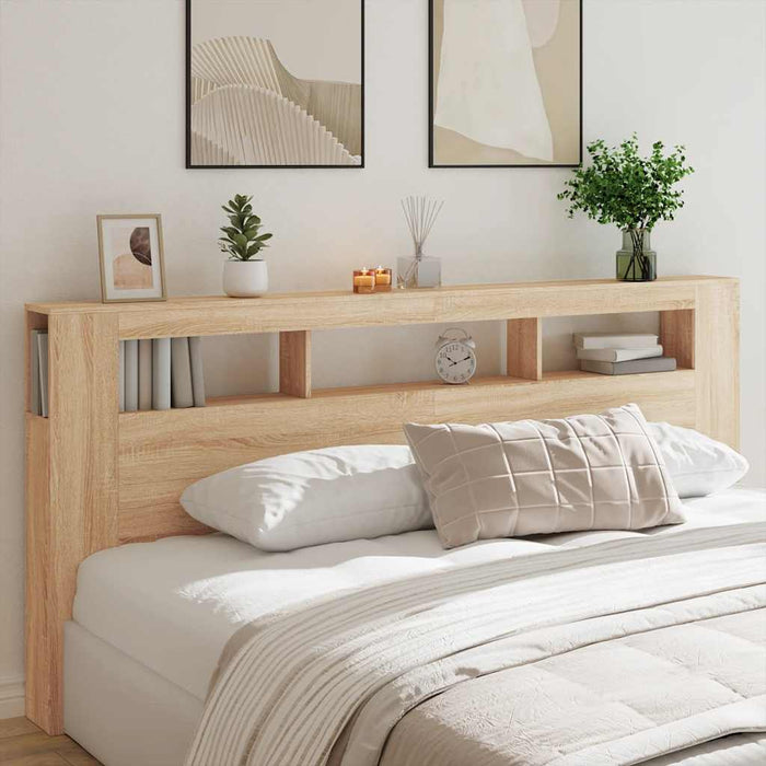 Tăblie de pat cu LED, stejar sonoma, 220x18,5x103,5 cm, lemn - WALTI WALTI