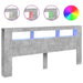 Tăblie de pat cu LED, gri beton, 220x18,5x103,5 cm, lemn - WALTI WALTI