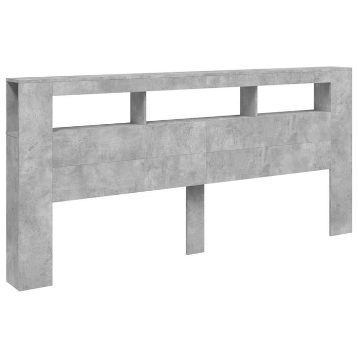 Tăblie de pat cu LED, gri beton, 220x18,5x103,5 cm, lemn - WALTI WALTI