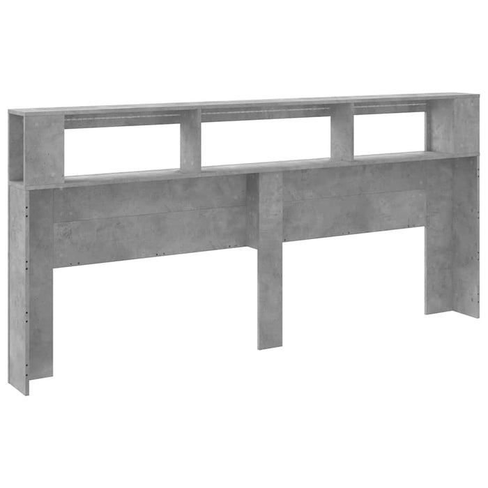 Tăblie de pat cu LED, gri beton, 220x18,5x103,5 cm, lemn - WALTI WALTI