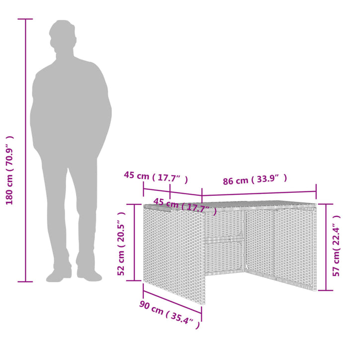 Garaj pentru mașina de tuns iarba, gri 86x90x52/57 cm poliratan - WALTI WALTI