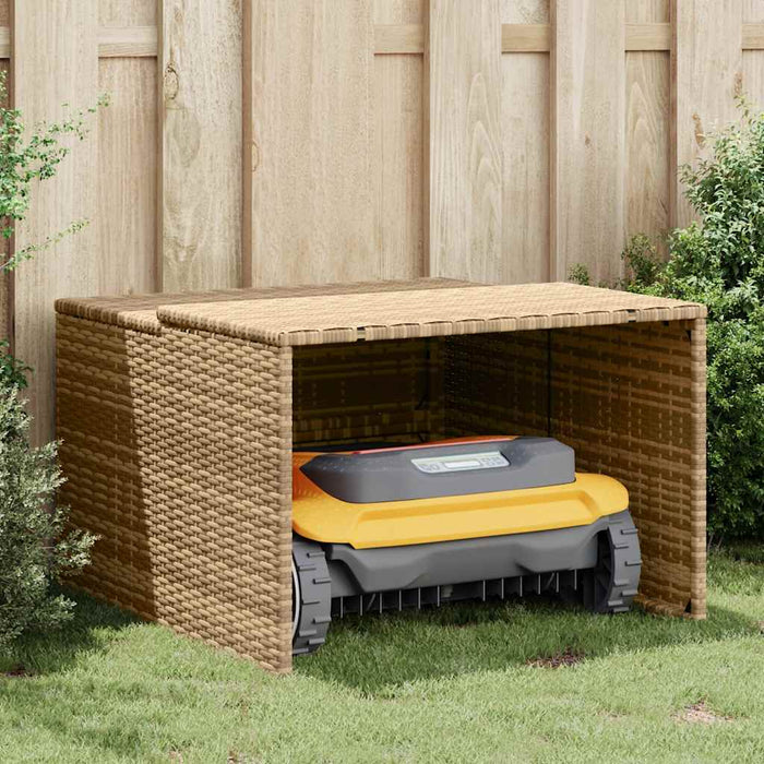 Garaj pentru mașina de tuns iarba, bej 86x90x52/57 cm poliratan - WALTI WALTI