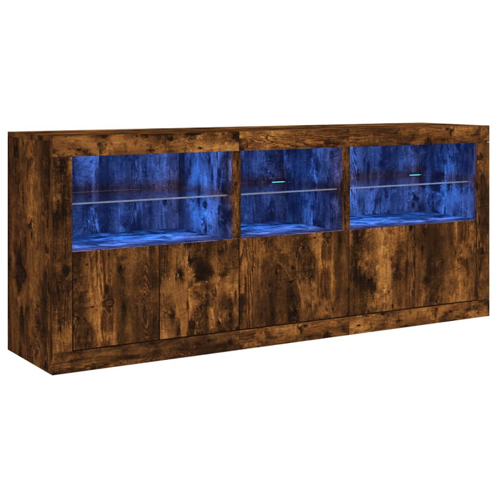 Dulap cu lumini LED, stejar fumuriu, 162x37x67 cm WALTI