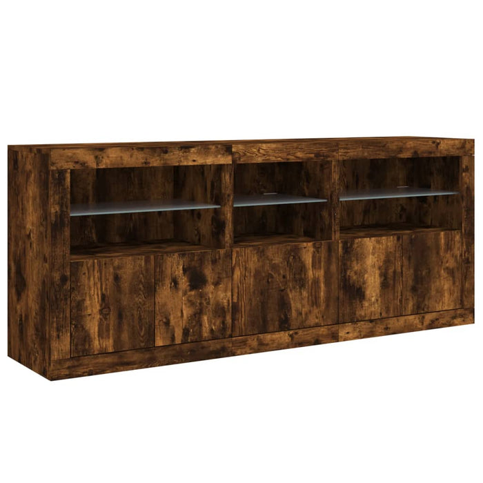 Dulap cu lumini LED, stejar fumuriu, 162x37x67 cm WALTI