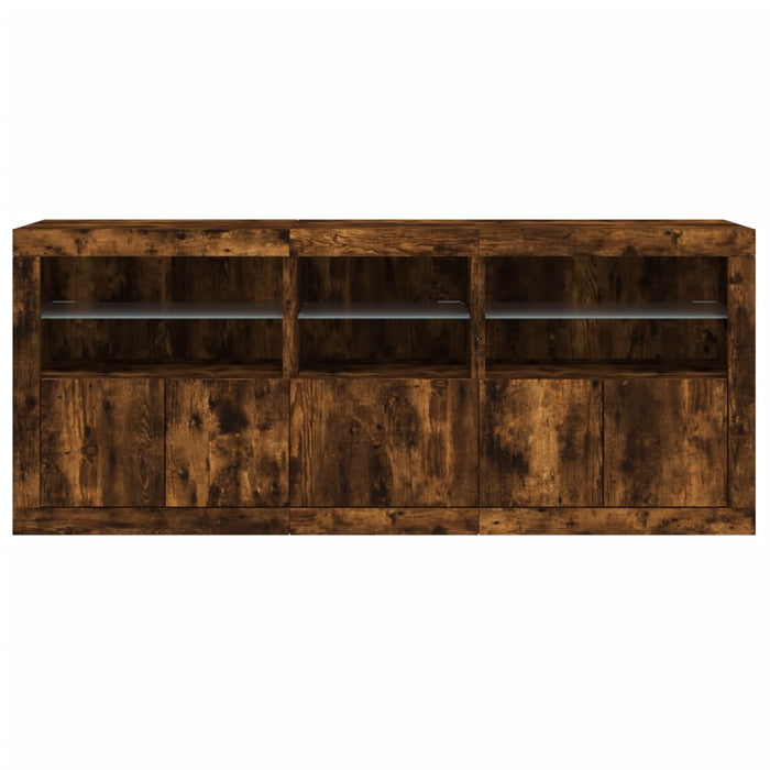 Dulap cu lumini LED, stejar fumuriu, 162x37x67 cm WALTI