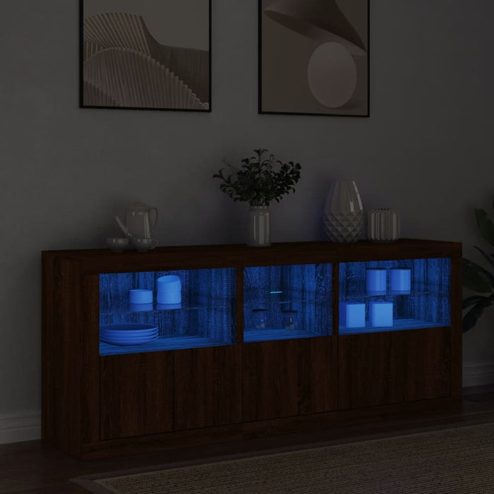 Dulap cu lumini LED, stejar maro, 162x37x67 cm WALTI
