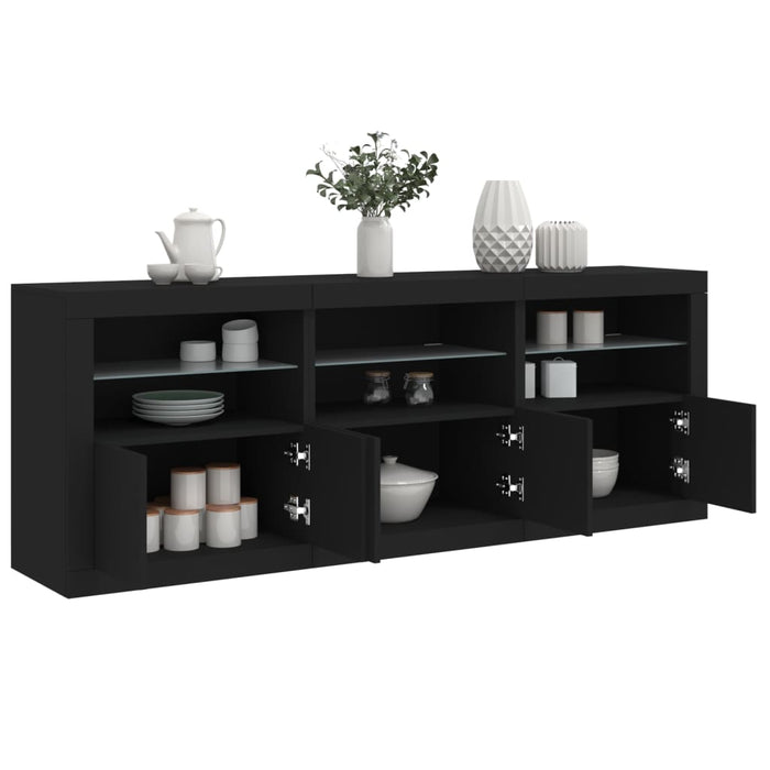 Dulap cu lumini LED, negru, 181,5x37x67 cm WALTI