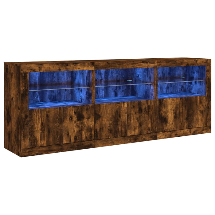 Dulap cu lumini LED, stejar fumuriu, 181,5x37x67 cm WALTI