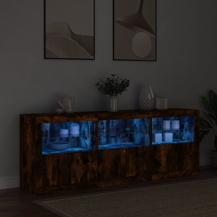 Dulap cu lumini LED, stejar fumuriu, 181,5x37x67 cm WALTI