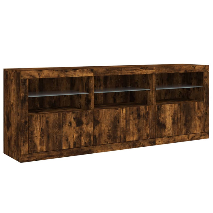 Dulap cu lumini LED, stejar fumuriu, 181,5x37x67 cm WALTI