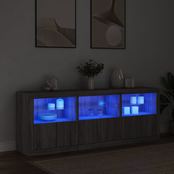Dulap cu lumini LED, gri sonoma, 181,5x37x67 cm WALTI