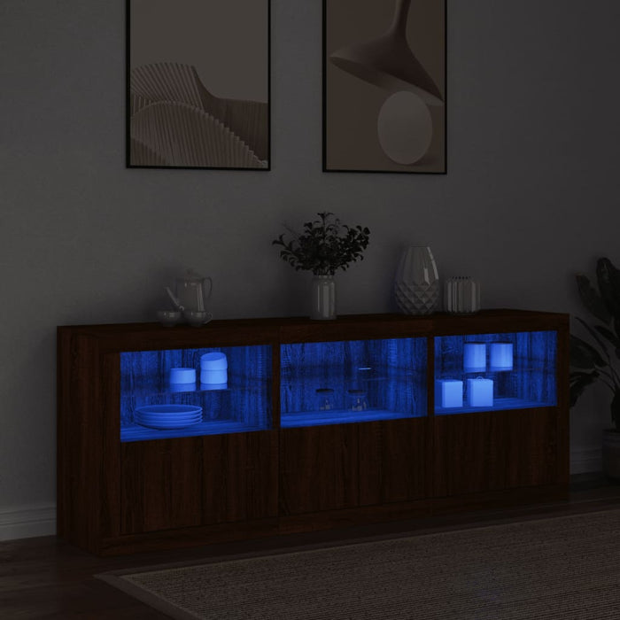Dulap cu lumini LED, stejar maro, 181,5x37x67 cm WALTI