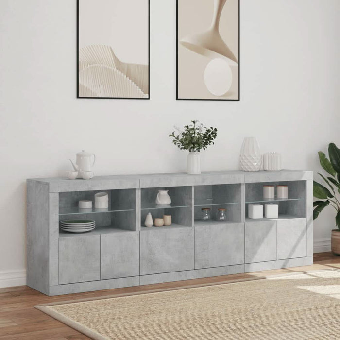 Dulap cu lumini LED, gri beton, 202x37x67 cm - WALTI WALTI