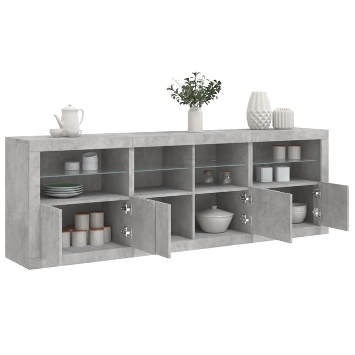 Dulap cu lumini LED, gri beton, 202x37x67 cm - WALTI WALTI