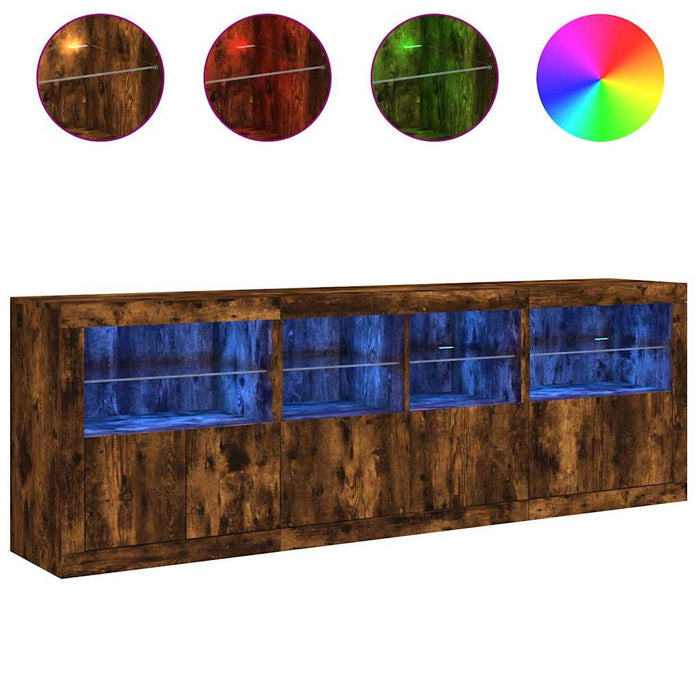 Dulap cu lumini LED, stejar fumuriu, 202x37x67 cm WALTI