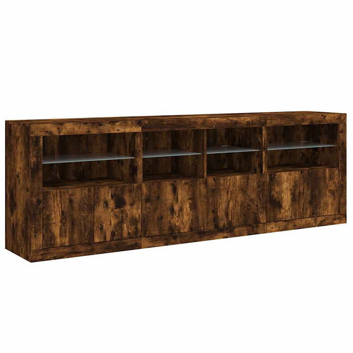 Dulap cu lumini LED, stejar fumuriu, 202x37x67 cm WALTI