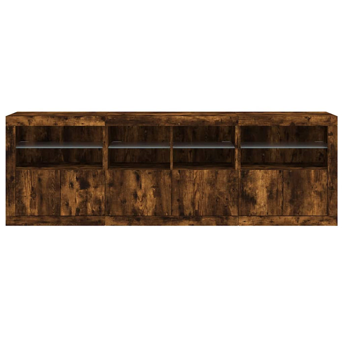 Dulap cu lumini LED, stejar fumuriu, 202x37x67 cm WALTI