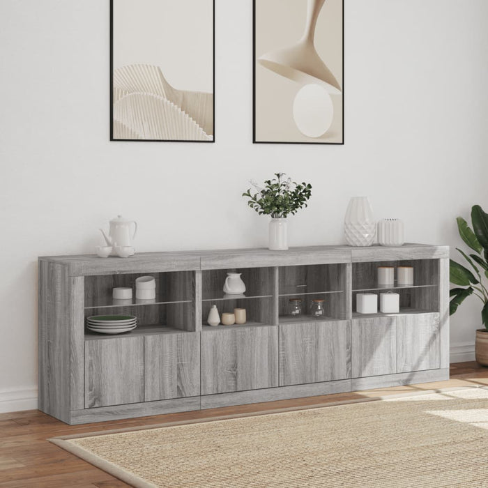 Dulap cu lumini LED, gri sonoma, 202x37x67 cm WALTI
