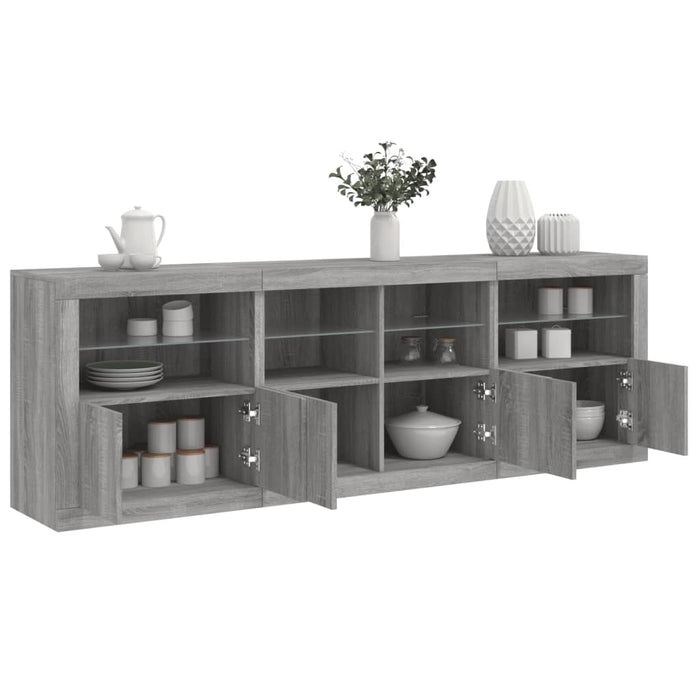 Dulap cu lumini LED, gri sonoma, 202x37x67 cm WALTI