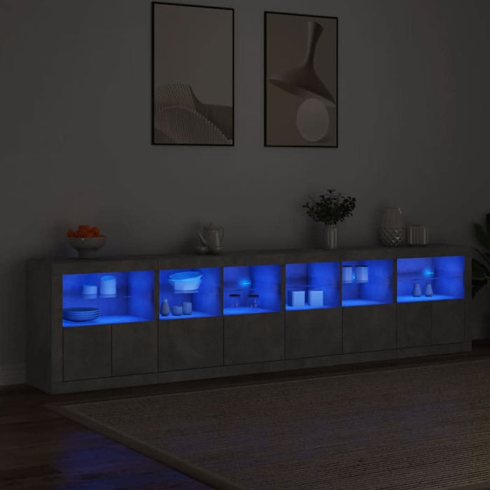 Dulap cu lumini LED, gri beton, 283x37x67 cm - WALTI WALTI