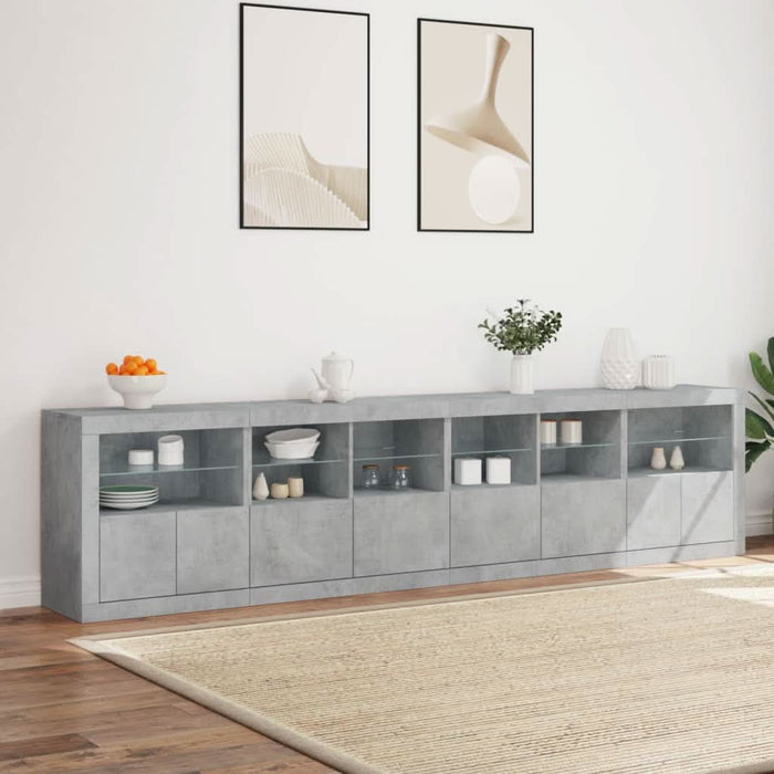 Dulap cu lumini LED, gri beton, 283x37x67 cm - WALTI WALTI