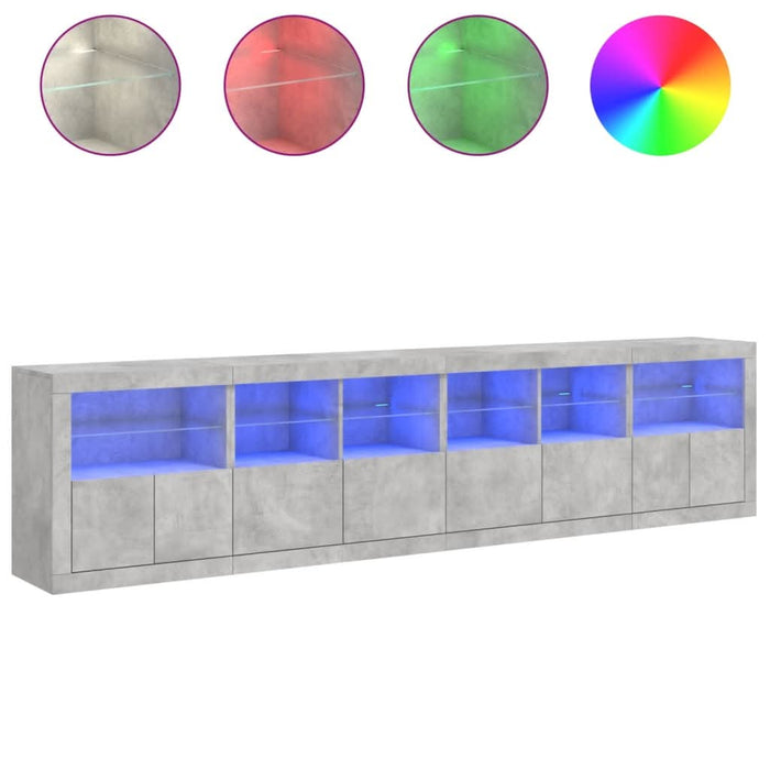 Dulap cu lumini LED, gri beton, 283x37x67 cm - WALTI WALTI