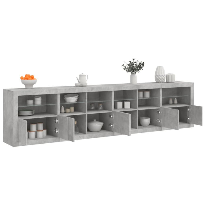 Dulap cu lumini LED, gri beton, 283x37x67 cm - WALTI WALTI