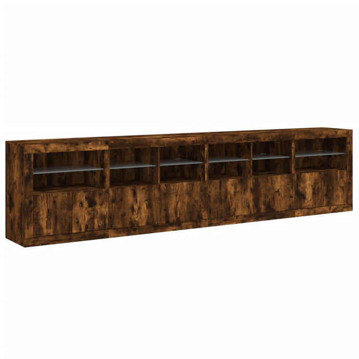 Dulap cu lumini LED, stejar fumuriu, 283x37x67 cm WALTI