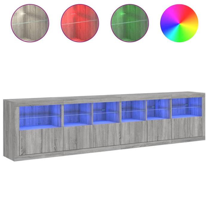 Dulap cu lumini LED, gri sonoma, 283x37x67 cm - WALTI WALTI