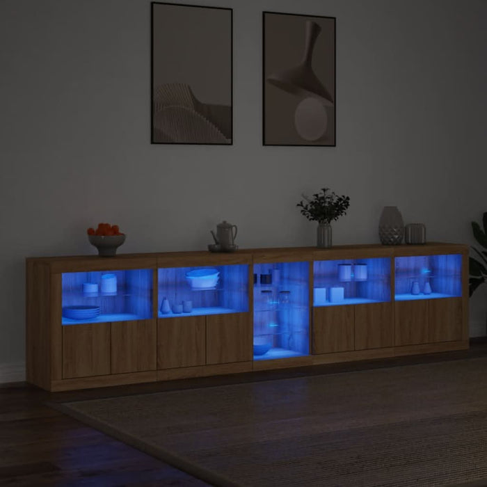 Dulap cu lumini LED, stejar sonoma, 283x37x67 cm - WALTI WALTI