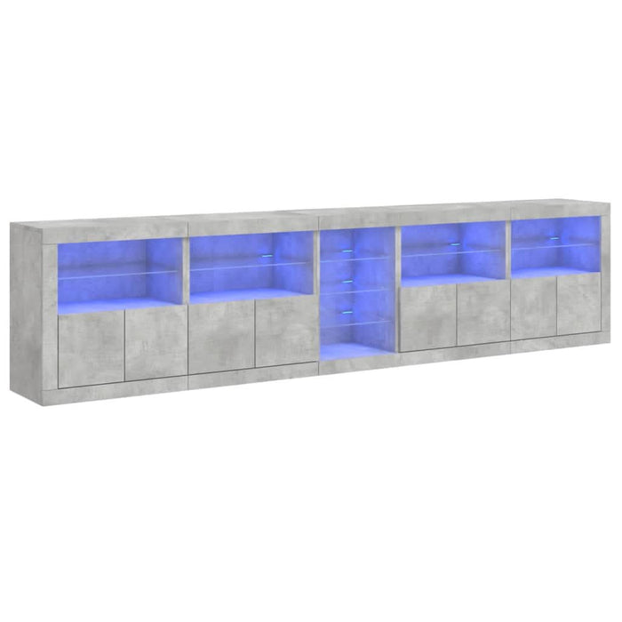 Dulap cu lumini LED, gri beton, 283x37x67 cm - WALTI WALTI