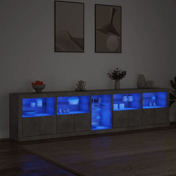 Dulap cu lumini LED, gri beton, 283x37x67 cm - WALTI WALTI
