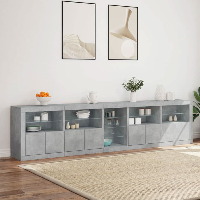 Dulap cu lumini LED, gri beton, 283x37x67 cm - WALTI WALTI