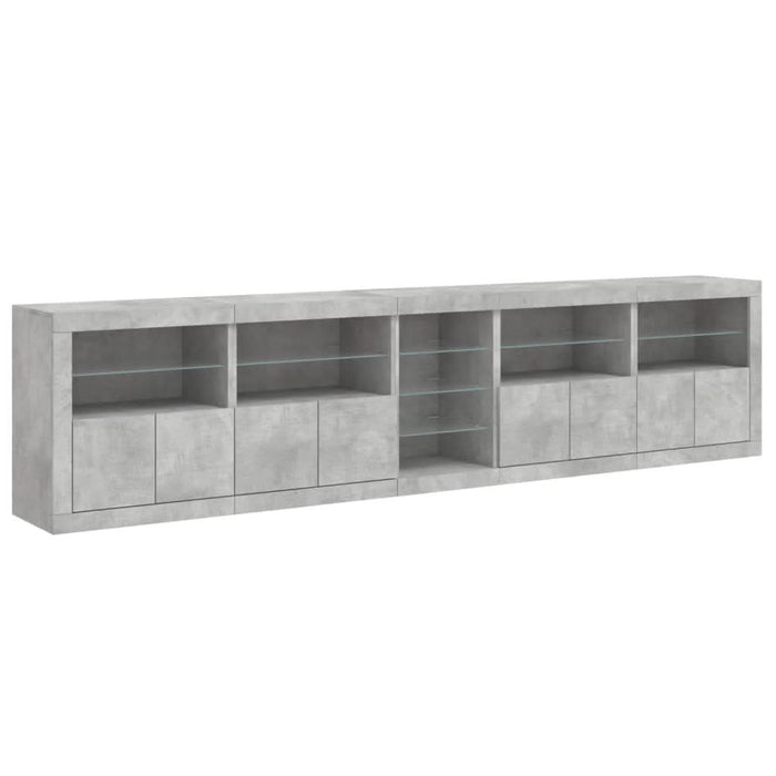 Dulap cu lumini LED, gri beton, 283x37x67 cm - WALTI WALTI