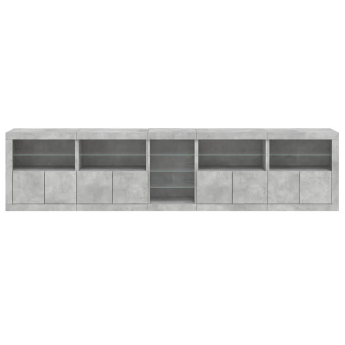 Dulap cu lumini LED, gri beton, 283x37x67 cm - WALTI WALTI