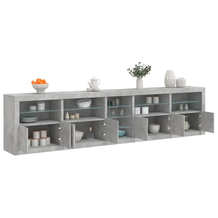 Dulap cu lumini LED, gri beton, 283x37x67 cm - WALTI WALTI