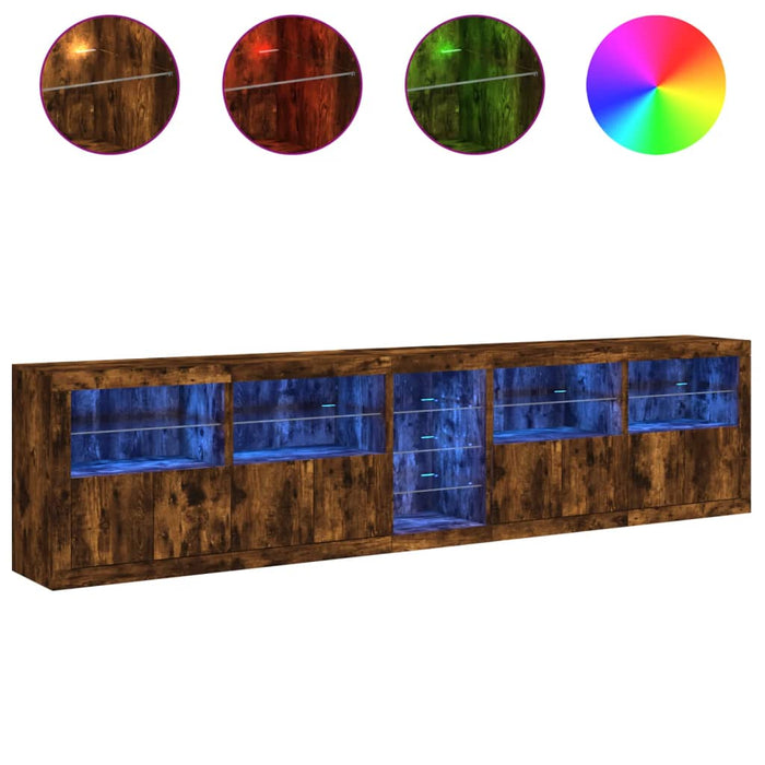 Dulap cu lumini LED, stejar fumuriu, 283x37x67 cm WALTI
