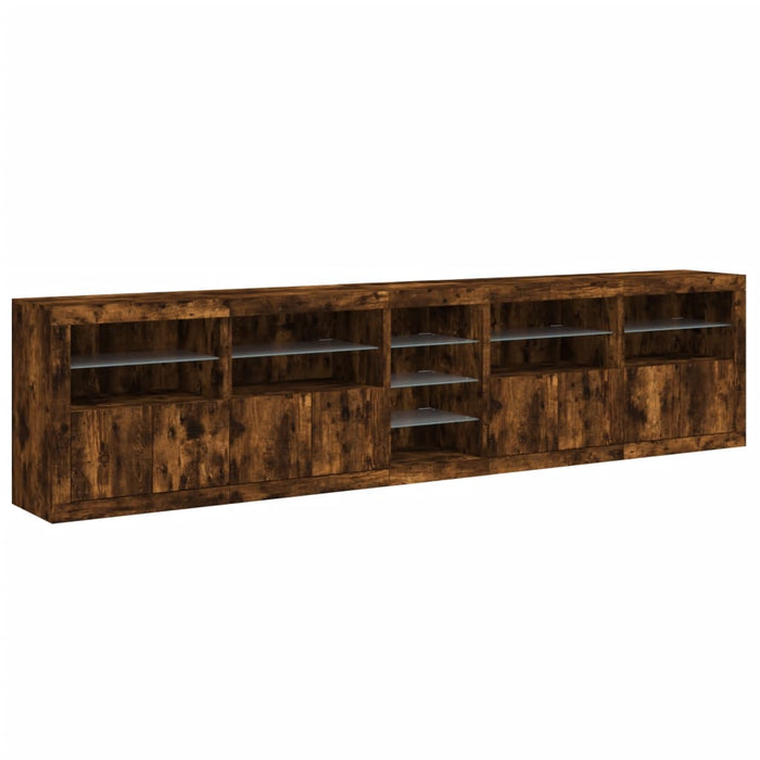 Dulap cu lumini LED, stejar fumuriu, 283x37x67 cm WALTI