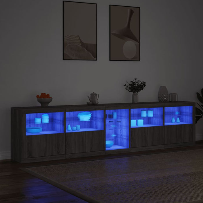 Dulap cu lumini LED, gri sonoma, 283x37x67 cm - WALTI WALTI