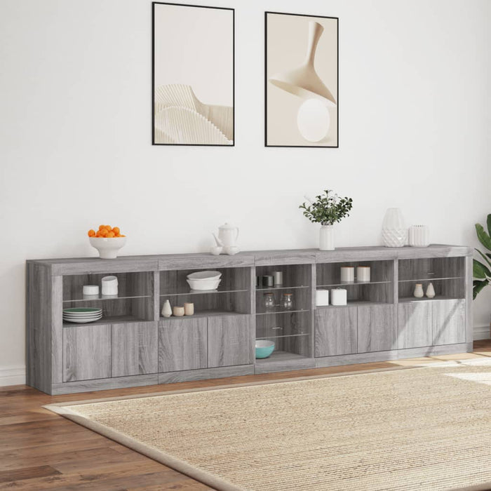 Dulap cu lumini LED, gri sonoma, 283x37x67 cm - WALTI WALTI