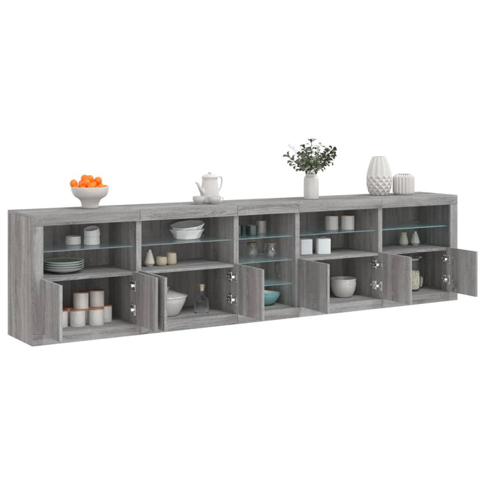Dulap cu lumini LED, gri sonoma, 283x37x67 cm - WALTI WALTI