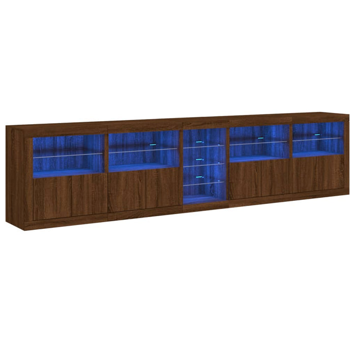 Dulap cu lumini LED, stejar maro, 283x37x67 cm WALTI