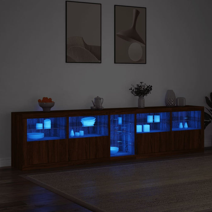 Dulap cu lumini LED, stejar maro, 283x37x67 cm WALTI