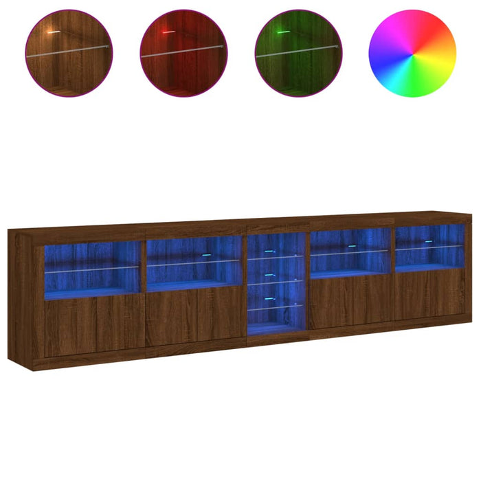 Dulap cu lumini LED, stejar maro, 283x37x67 cm WALTI