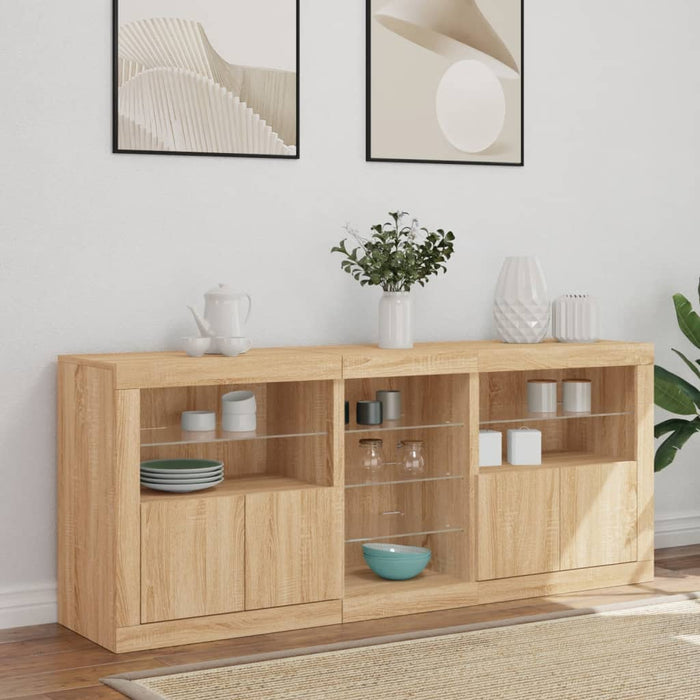 Servantă cu lumini LED, stejar sonoma, 162x37x67 cm - WALTI WALTI