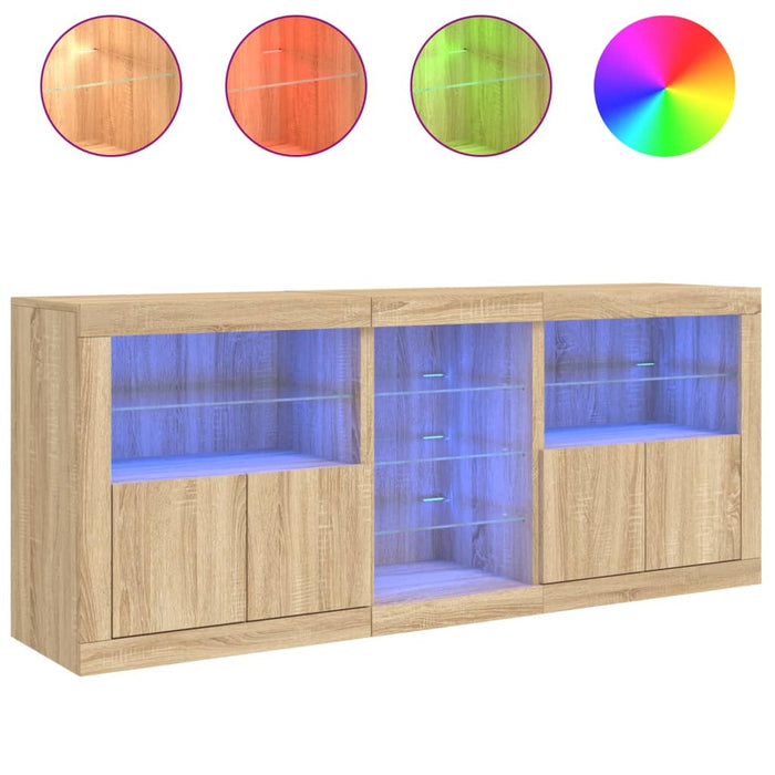 Servantă cu lumini LED, stejar sonoma, 162x37x67 cm - WALTI WALTI