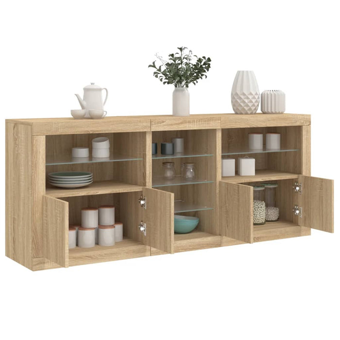 Servantă cu lumini LED, stejar sonoma, 162x37x67 cm - WALTI WALTI