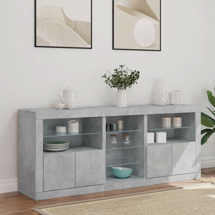 Servantă cu lumini LED, gri beton, 162x37x67 cm - WALTI WALTI