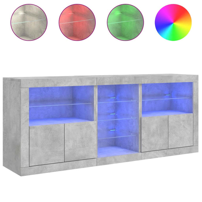 Servantă cu lumini LED, gri beton, 162x37x67 cm - WALTI WALTI